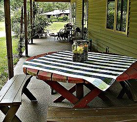 art studios workshops sheds or where do you do your creative work, craft rooms, A view of my studio s open back porch This space is decorated with a table and four stool left by the previous owners and roadside rescues