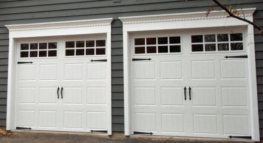 do you enjoy having to open your garage door by hand, doors, garage doors, garages, Clopay garage door gallery collection polyurethane insulation 17 2 R value Steel back White with square glass top section spade strap hinges and handles used as decretive hardware