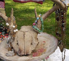 how to host a successful yard sale, Have a sense of humor when staging items Untangle jewelry and hang it