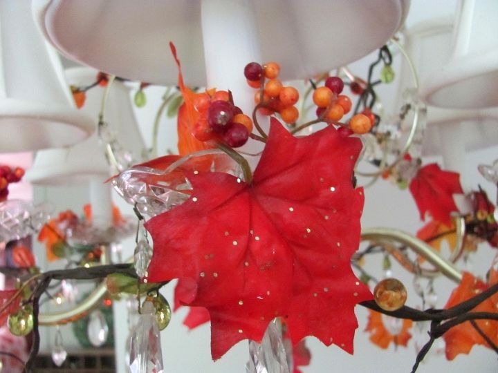 my autumn chandelier, crafts, seasonal holiday decor, Pretty leaves