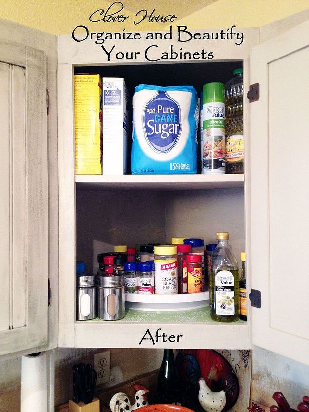 organize beautify your cabinets, kitchen cabinets, kitchen design, organizing, AFTER Plenty of spinning organization