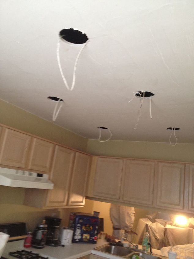 kitchen remodel ceiling upgrade, home improvement, kitchen design, lighting, Wiring for can lights
