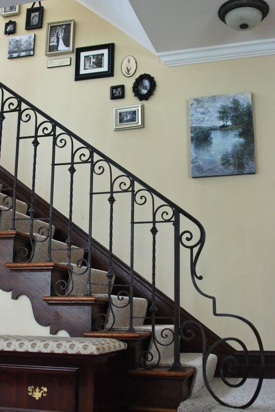 photos and art for a stairway, foyer, home decor, stairs, Our 90 year old staircase