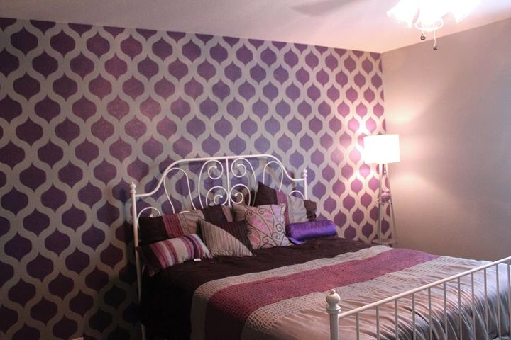 positively purple patterns, bedroom ideas, home decor, painting, wall decor