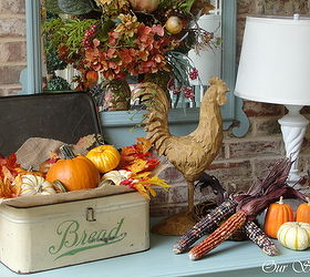 southern fall porch, porches, seasonal holiday decor, again I used a mixture of faux and real gourds