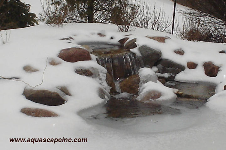 how to prepare your pond for winter, outdoor living, ponds water features, If you decide to keep the pond running make sure to add water on occasion You will lose a little water due to evaporation