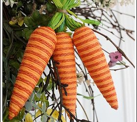 easter wreath, crafts, easter decorations, seasonal holiday decor, wreaths, I found the cute carrots at the craft store