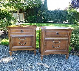 black nightstands with emerald knobs, painted furniture, A Pair of Black Nightstands with Emerald Knobs before
