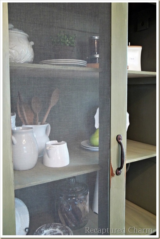 old armoire to kitchen pantry, home decor, painted furniture, rustic furniture, The shelves are made from painted plywood