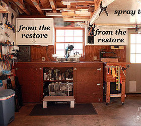organized garage and workshop, garages, organizing, storage ideas, Adding two cabinets over the workbench added dust free storage