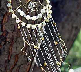 diy wire and pearl dreamcater ornaments, crafts