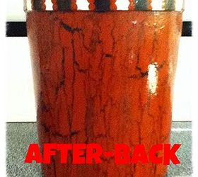 upcycling, crafts, decoupage, repurposing upcycling, I base coated it black used crackle medium and then put on the red I put two coats of glossy Mod Podge on it and then sprayed it with a clear sealer I wanted to make sure it would be able to withstand water