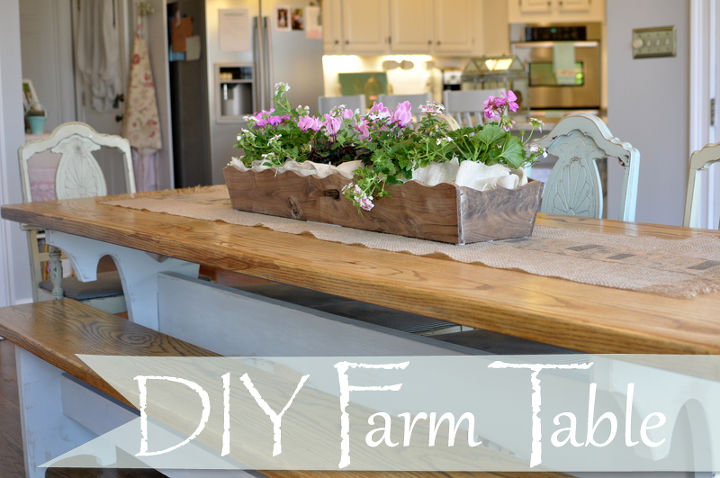 diy farm table amp bench, diy, painted furniture, woodworking projects, Easily seats 10 12 DIY Farm Table