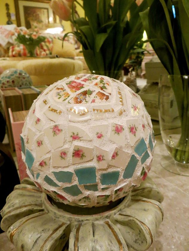 mosaic sphere made out of styrofoam ball, crafts