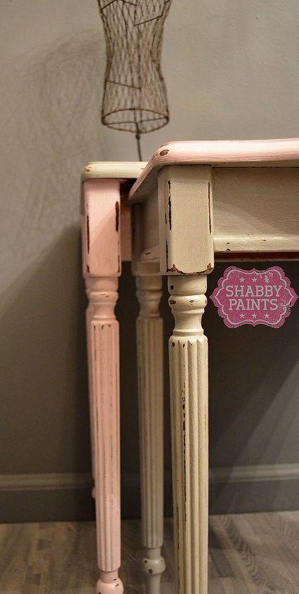 warped nesting tables get new life with shabby paints, painted furniture, After using Paper Doll Pink and Ice Grey Chalked Paint then glamed with Stunning Silver Shimmer