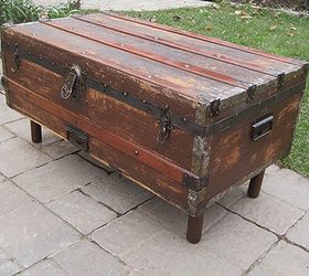 antique steamer trunk into coffee table should the interior be lined