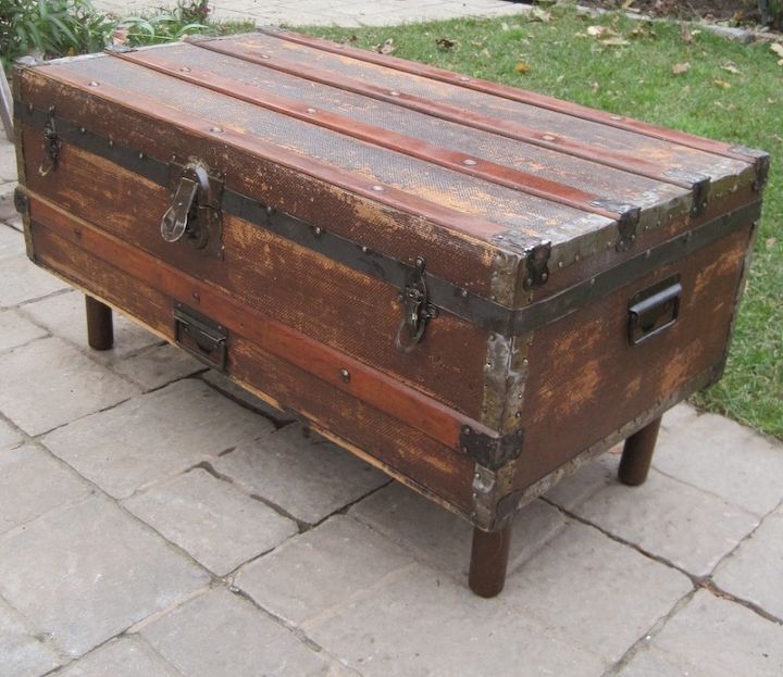Antique Steamer Trunk Into Coffee Table, Diy Steamer Trunk Coffee Table