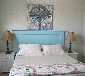 another headboard from an old door, bedroom ideas, painted furniture, repurposing upcycling
