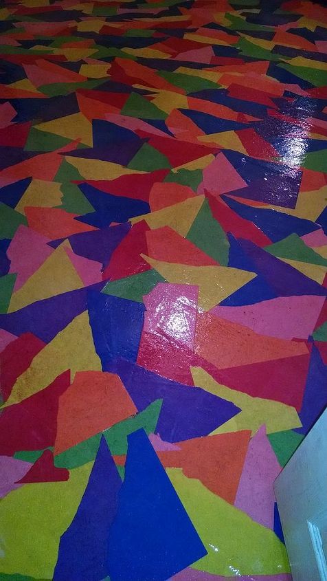 colored paper floor in you room, diy renovations projects, flooring