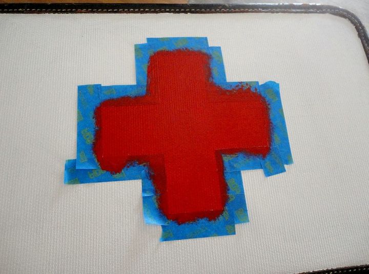 vintage red cross suitcase tutorial, repurposing upcycling, Paint it red