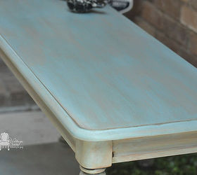 painted oak table makeover, diy, painted furniture, All dressed up in Maison Blanche Hurricane and Robin s Egg Blue