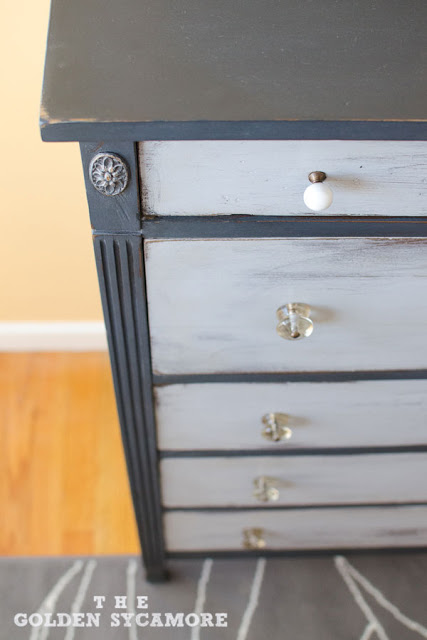 graphite and paris grey dresser, chalk paint, painted furniture, Fun new knobs