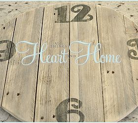 easy diy pallet clock, crafts, home decor, outdoor living, pallet, repurposing upcycling, When the paint was dry I gently sanded the numbers to look weathered