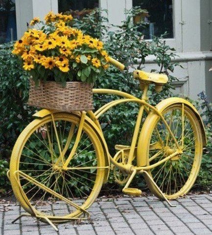old bicycles as planters, gardening, repurposing upcycling