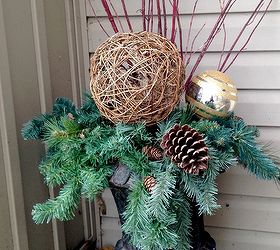 winter containers, christmas decorations, outdoor living, seasonal holiday decor