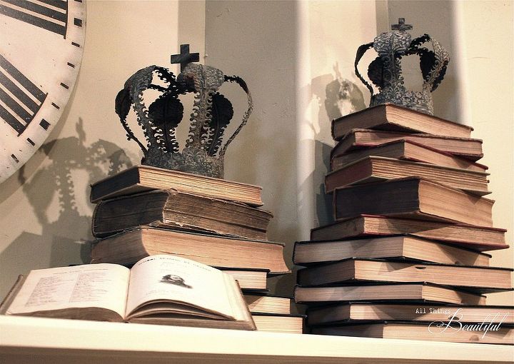 books books and more books stacked book mantle design, home decor