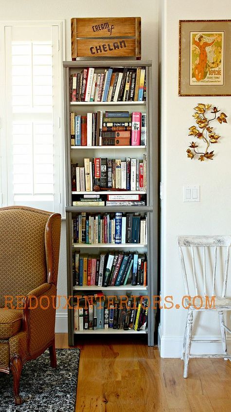 the best diy s upcycled furniture projects and tutorials by redoux, painted furniture, repurposing upcycling, Built in Bookshelves from Closet Organizers I show you how to make stock closet organizers look like expensive built ins