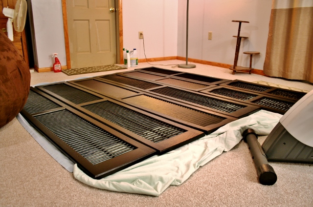 como limpar preparar e pintar persianas de vinil, Levei as persianas para dentro de casa para curar por uma semana