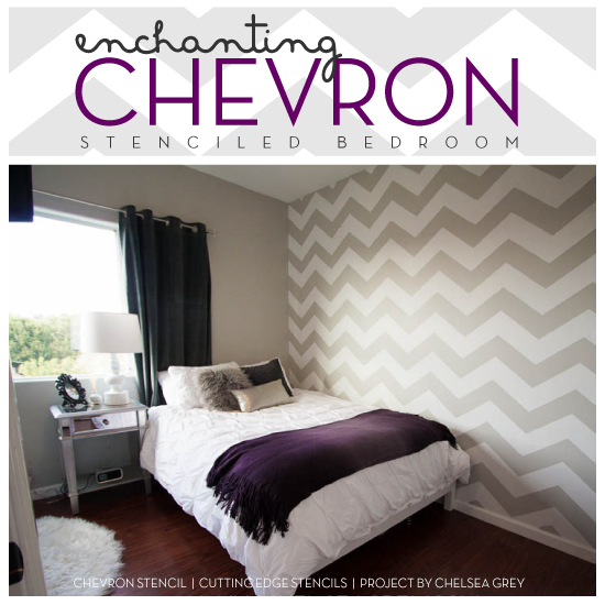 an enchanting chevron stenciled bedroom, bedroom ideas, painting