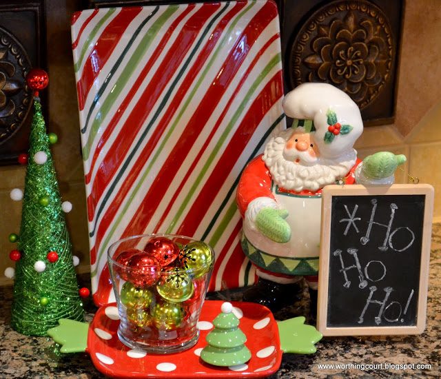my christmas kitchen, crafts, kitchen design, seasonal holiday decor, Candy striped dishes