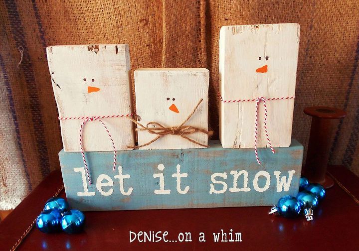 easy snowman craft, crafts, decoupage, painting, seasonal holiday decor, A trio of 2x4 snowmen