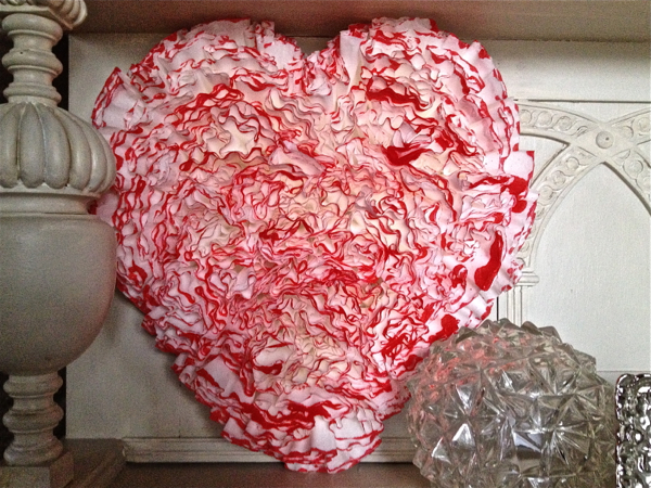 red coffee filter heart, crafts, repurposing upcycling, seasonal holiday decor, Heart filled in
