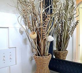 son s revamped bathroom, bathroom ideas, home decor, A textured vase full of decorative sticks and grasses makes for a good filler