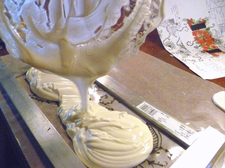 a summer wedding, crafts, Melting the white chocolate in a double boiler When soft and creamy I poured it into our mold