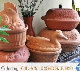 a fun and inexpensive retro collection clay cookers, home decor, repurposing upcycling, Love the texture and whimsy of clay cookers