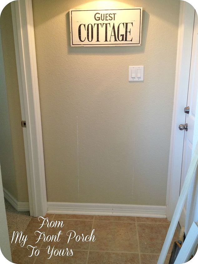 inexpensive diy wainscoting fix, diy, foyer, wall decor, After I tore the wallpaper off