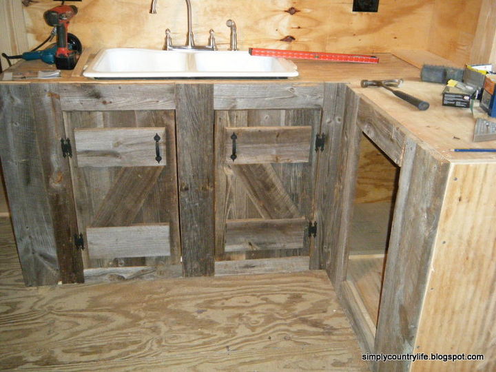 kitchen cabinets made from reclaimed salvaged barnwood, diy, home improvement, kitchen backsplash, kitchen cabinets, kitchen design, repurposing upcycling, woodworking projects