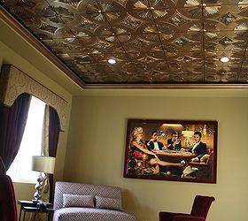 decorative ceiling tiles why didn t i think if this, home decor, kitchen backsplash, tiling, I am loving the gold Faux Tin Ceiling Tile It is reminiscent of The Great Gatsby and the Art Deco feel that I adore Read more at