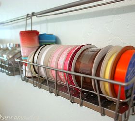 craft room makeover, craft rooms, home decor, home office, storage ideas, Inexpensive IKEA racks used to store my ribbon