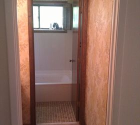complete bath re do flipped the layout punched out a wall modern amp, bathroom, remodeling, Before from foyer entry