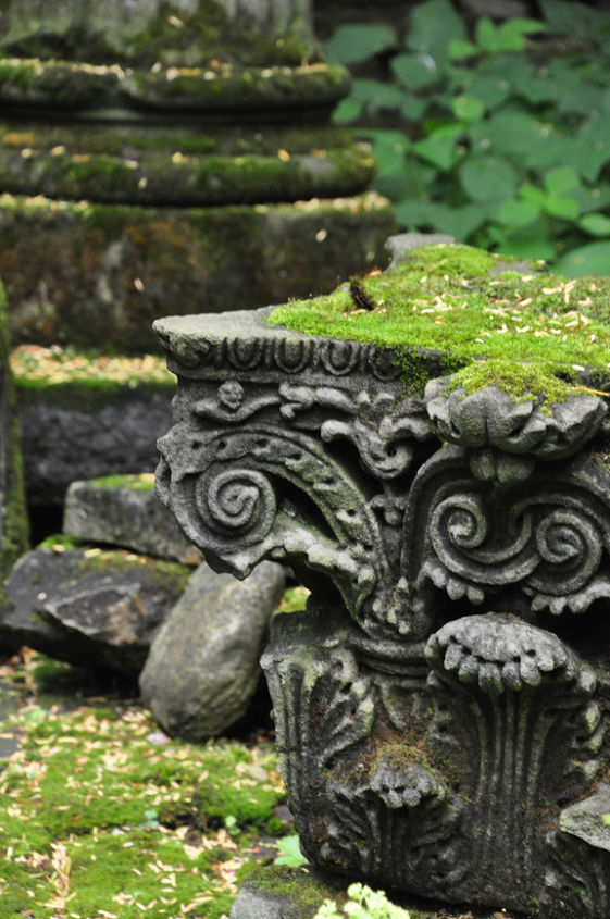 classic garden ornaments, concrete masonry, gardening, outdoor living, The patina of age and a covering of moss can make a garden feel as if it has been there for all time