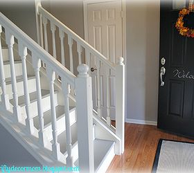 stairs updated with paint beadboard, painting, stairs, woodworking projects, Stairs Reveal The paint beadboard totally transformed the stairs