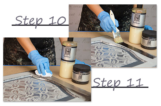 stencil how to using royal stencil size for a silver accented cabinet door, chalk paint, kitchen cabinets, painted furniture, repurposing upcycling, See our blog post for the full how to