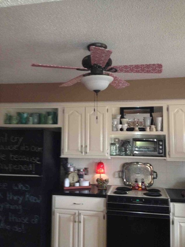 ceiling fan make over, crafts, decoupage, home decor, kitchen design, lighting, repurposing upcycling, After