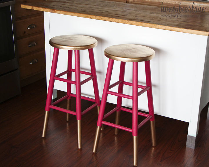gold dipped bar stools, painted furniture