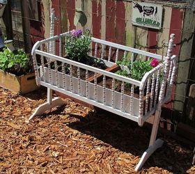 baby cradle garden bed, flowers, gardening, repurposing upcycling, Baby cradle flower garden bed